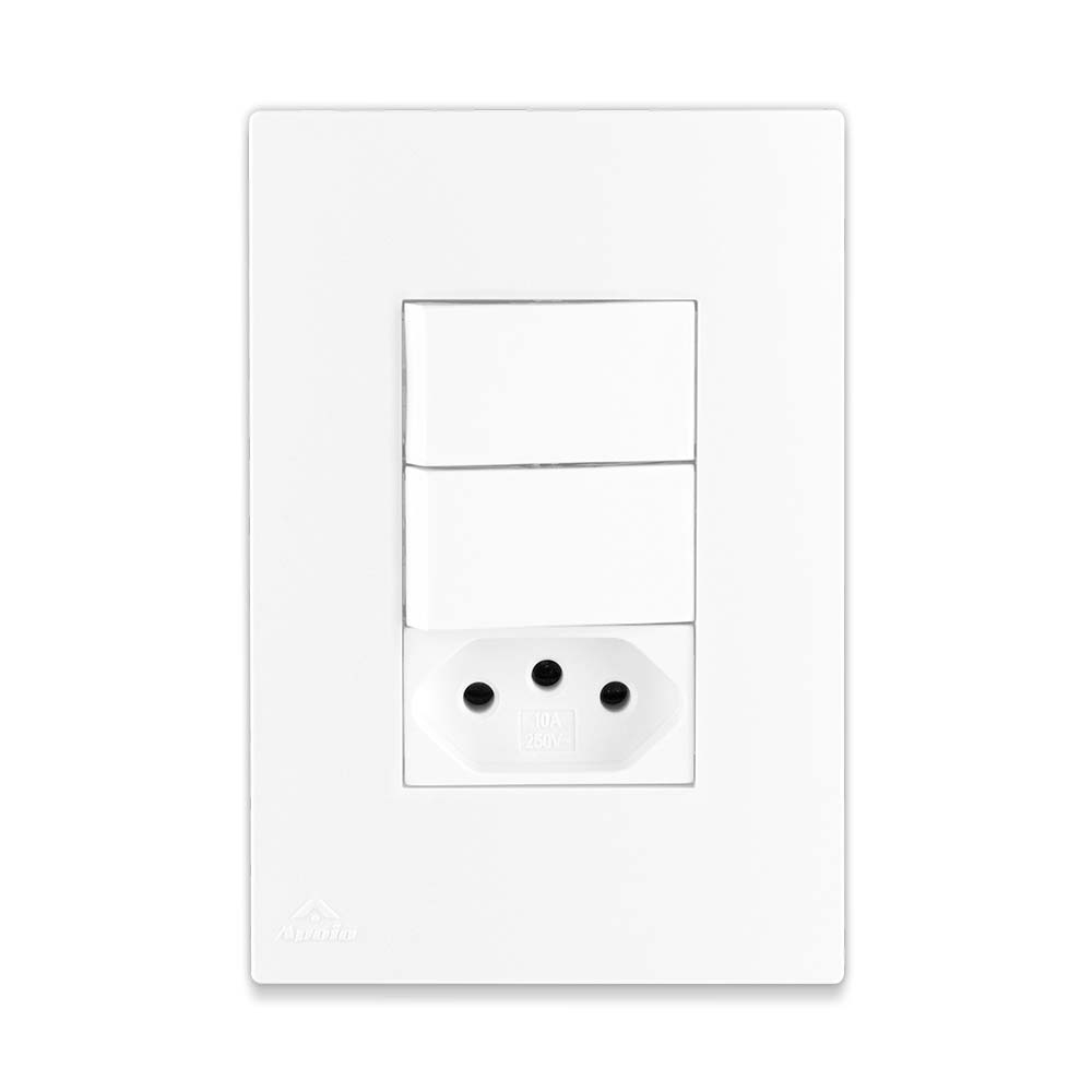 Interruptor Duplo + Tomada 20A 4x2 Branco Apoio