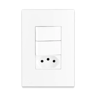 Interruptor Duplo + Tomada 20A 4x2 Branco Apoio
