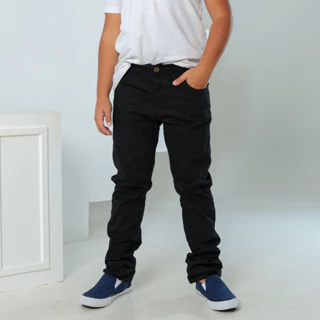 Calça Jeans Preto Masculina Infantil e Juvenil Color TAM : 4 ao 16