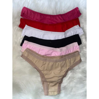 Kit 6 Calcinhas Básicas 100% Algodão Confortavel Lisa