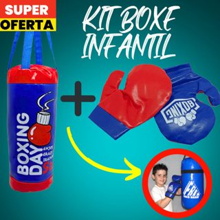 Kit Luva De Boxe + Saco De Pancada Infantil Para Crianças Boxe Infantil