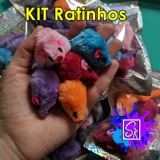 Brinquedo para gato - Ratinhos - KIT com CINCO - Cores variadas