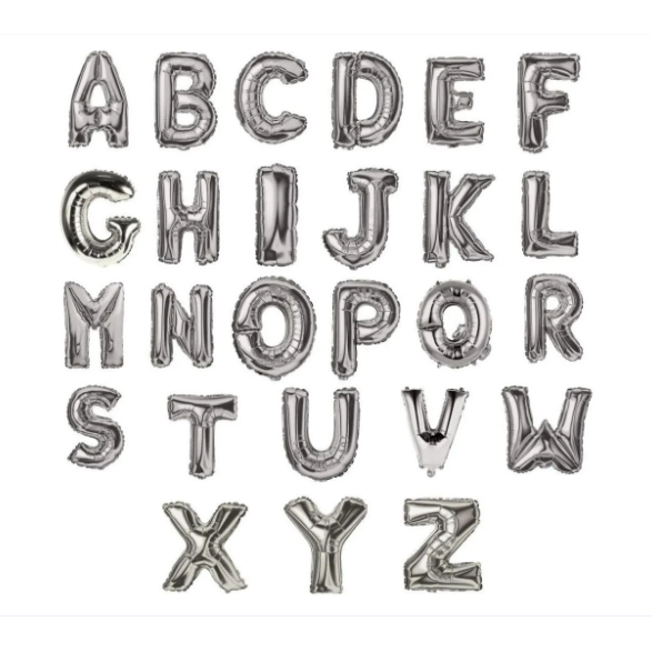 Kit 5 Unidades | Balão Letra Metalizado PRATA-70CM