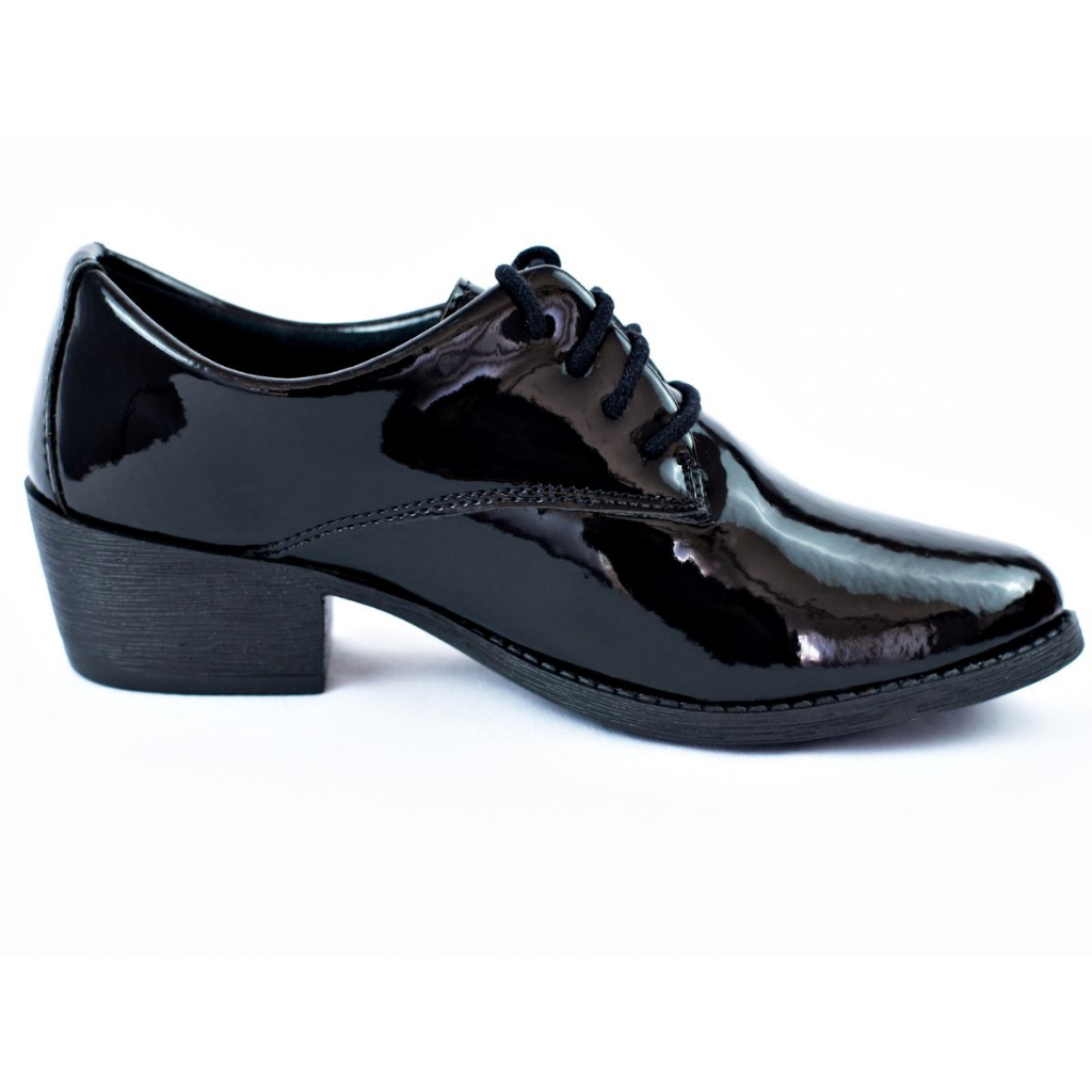 Sapato Mocassim Oxford Salto Baixo do Bico Fino Arredondado