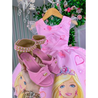 Vestido Infantil Barbie Rosa Xadrez Filme Aniversário Temático