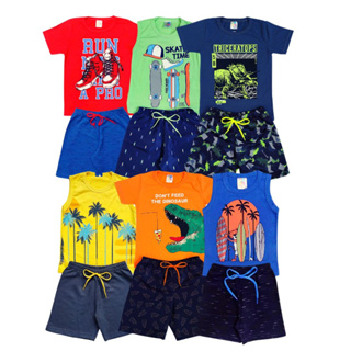 Roupa Infantil Menino Kit 6 Peças Verão 1 ao 14 Conjunto Masculino Criança Pronta Entrega