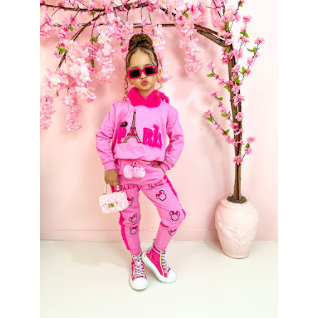 Calça Infantil Jogger Estampa Barbie Rosa