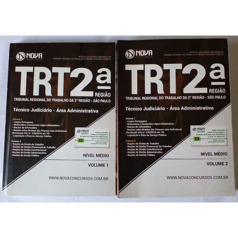 Coleção TRT 2ª Região Nível Médio - Técnico Judiciário - 2 Volumes ...