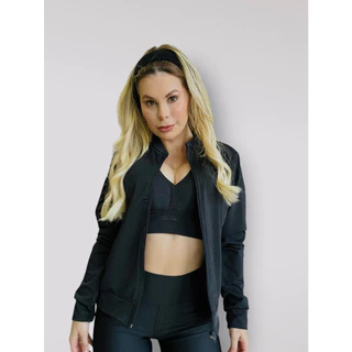 Jaqueta Feminina Casaco Bomber Para Academia Com Zíper Fit Fitness Frio Inverno Malhar