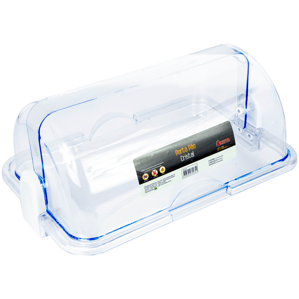 Porta Pão De Acrílico Rentagular Cristal Premium 32X10,5CM