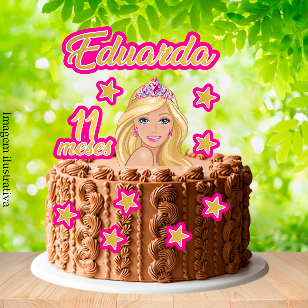 Topo De Bolo Personalizado Princesa Barbie - 3d/camadinhas - Eu