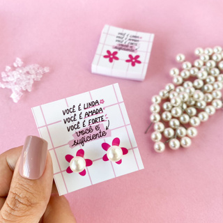 50 Pares de Brinco de Perola + tag Mimo para cliente