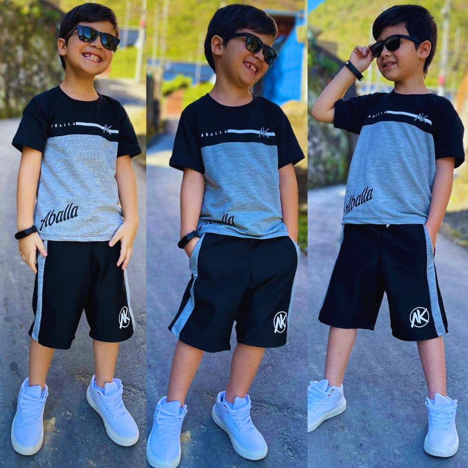 Conjunto Infantil de Roupa Juvenil Masculino Kit Camiseta e