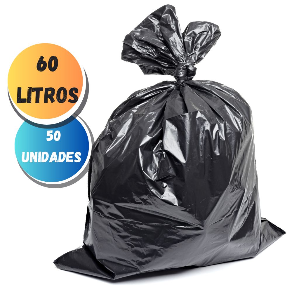 Saco de Lixo Preto Reforçado 60 LITROS - 1kg Saco de Lixo