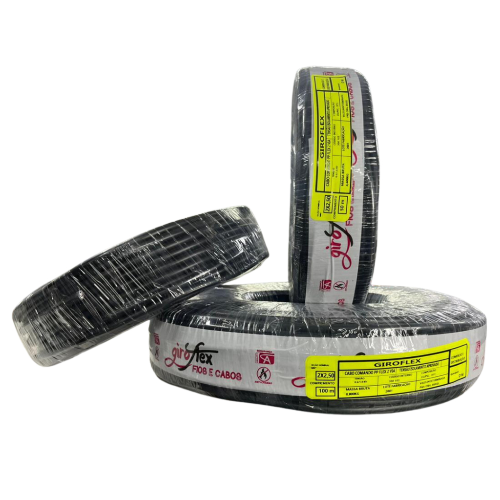 Cabo PP 2X2,50mm 2 Vias Rolo com 100 Metros