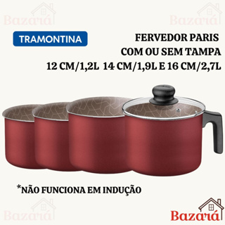 Fervedor Tramontina 12 cm/1,2L, 14 cm/1,9L ou 16 cm/2,7L Paris Leiteira Antiaderente