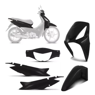 Kit Carenagem Honda Biz 125 4 Peças 2006 2007 2008 2009 2010 PRETO PINTADO