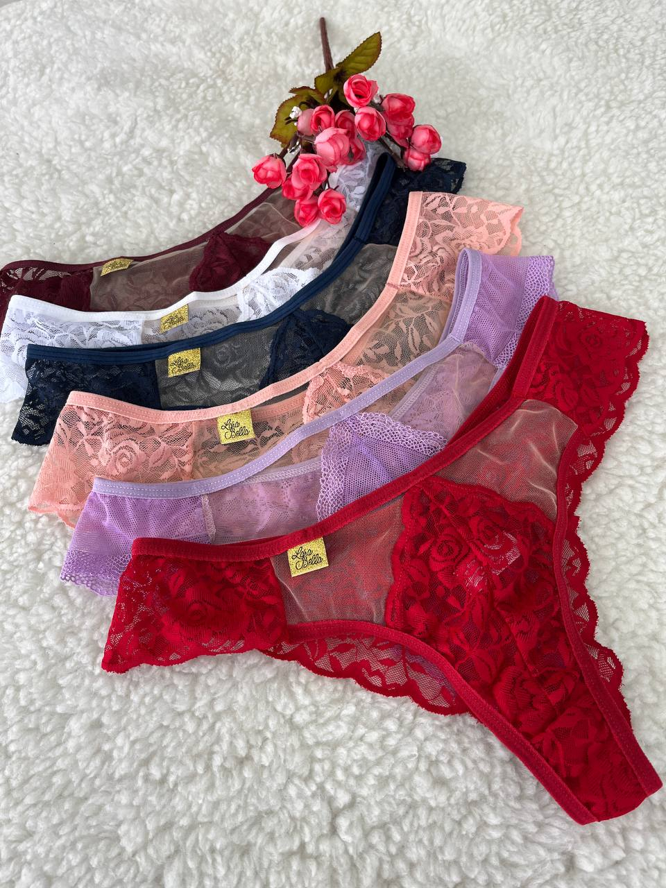 Kit 5 Calcinhas Sexy Fio Dental Renda Luxo e Tule Transparente burberry  Feminino lingerie | Shopee Brasil