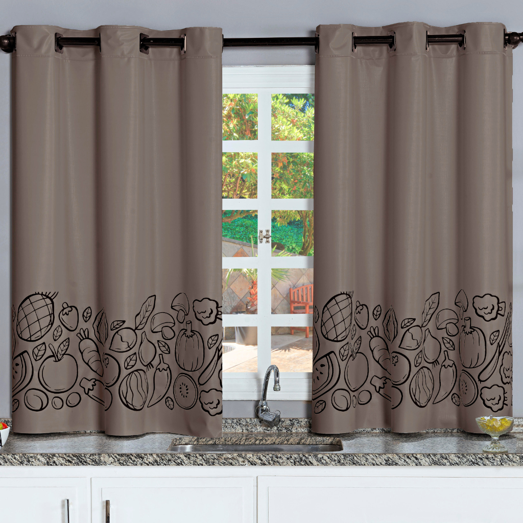 Cortina Blecaute de PVC para Cozinha Estampada 2,20x1,30 Avelã - Envio Imediato Promoção