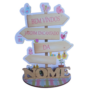 12 Centros Mesa Placa Jardim encantado Bem vindo Personalizado Lembranças Festa