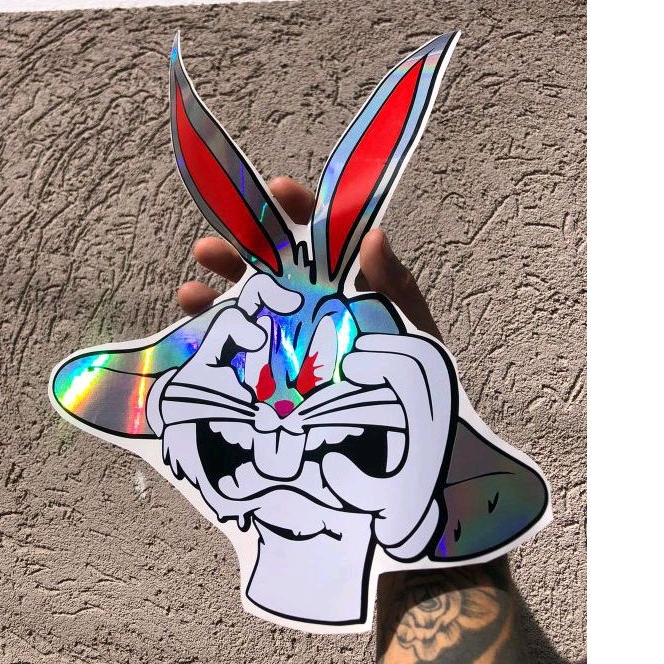 adesivo pernalonga coelho holográfico 30cm