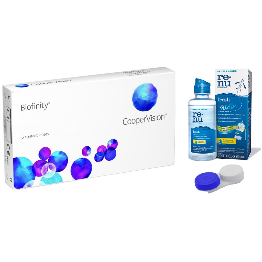 Lente De Contato Biofinity Coopervision com estojo e RENU 60ml