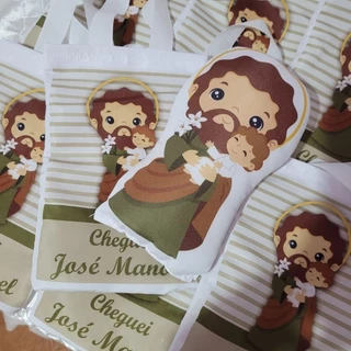 10 KIT SÃO JOSÉ ( ALMOFADA E SACOLA) LEMBRANCINHA MATERNIDADE LEMBRANCINHA ANIVERSÁRIO SANTINHOS CATOLICOS