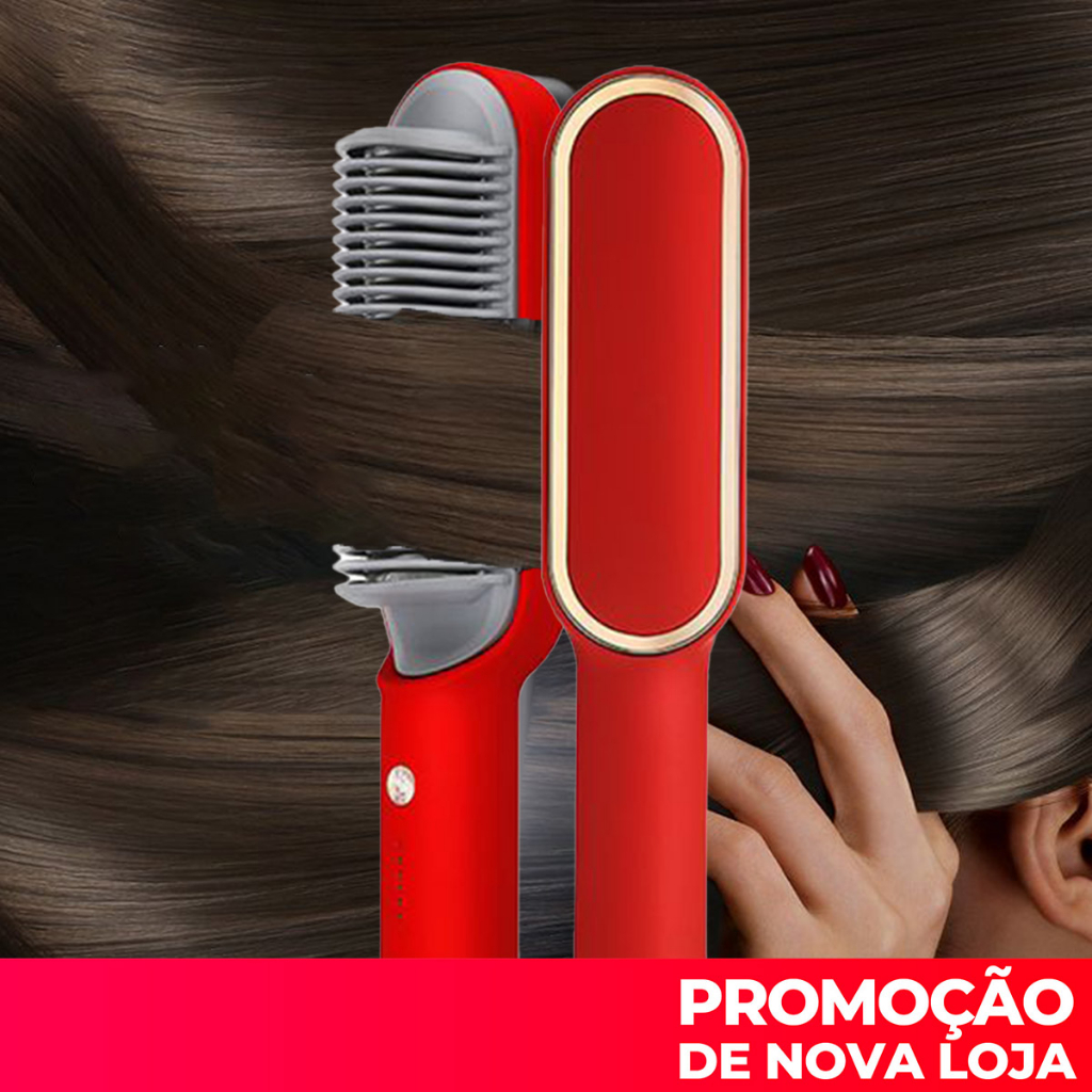 Escova Alisadora Bivolt 5 em 1 - Alisa, Hidrata, Modela, Alinha e Anti-Frizz
