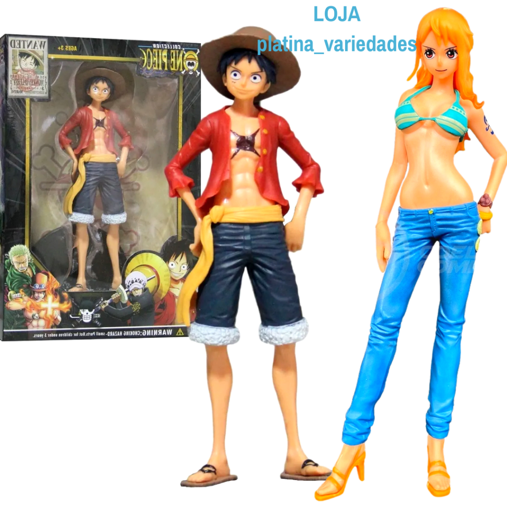 Combo kit 2 Bonecos Anime monkey d luffy E Nami Anime Action Figure One  Piece 18Cm