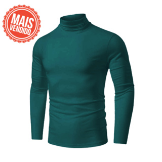 Camisa Gola Alta Verde Militar Proteção Solar Uv 50+ Camiseta Academia Treino Fitness