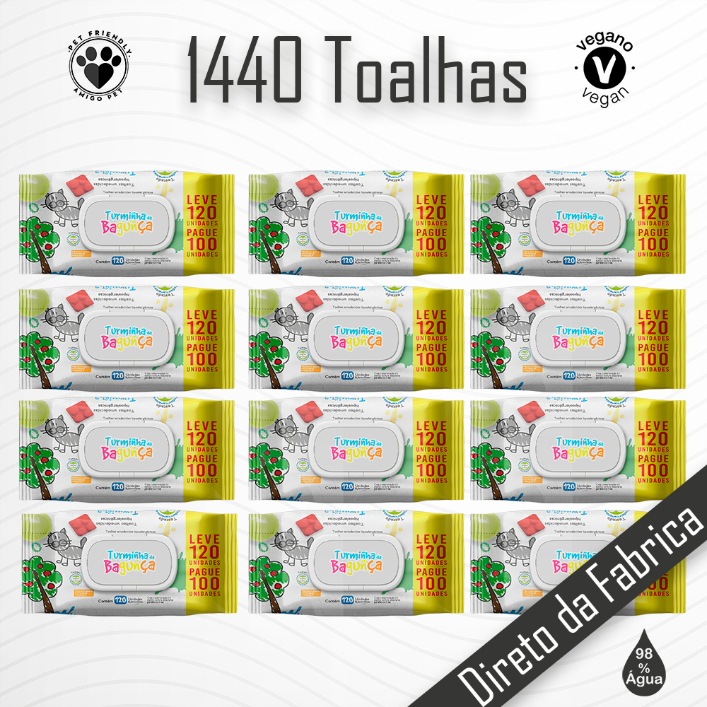 Caixa 12 Pacotes 120 Folhas Ultra Care Turminha da Bagunça Com Tampa Flip Top