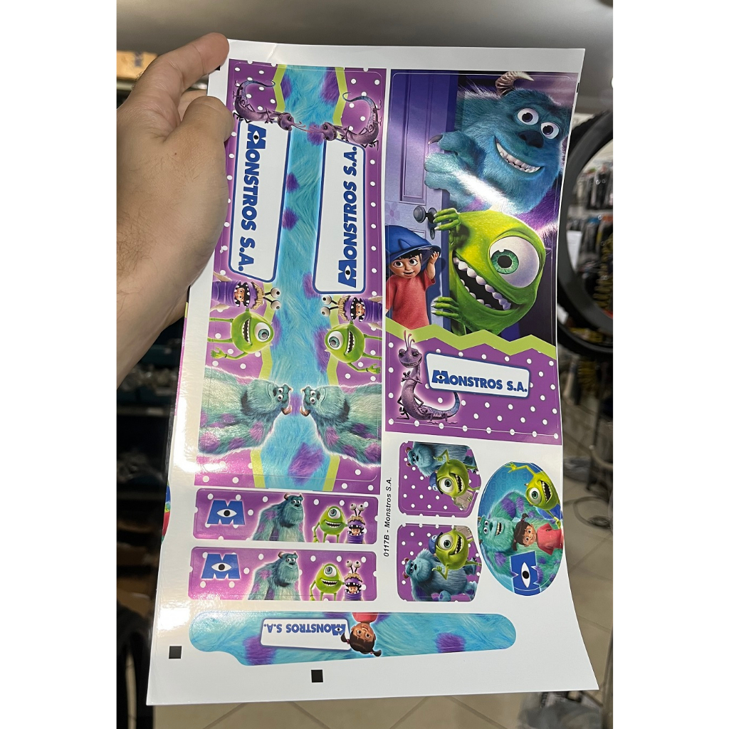 Cartela de Adesivos para Bicicleta Infantil aro 16 aro 20 Desenhos Variados