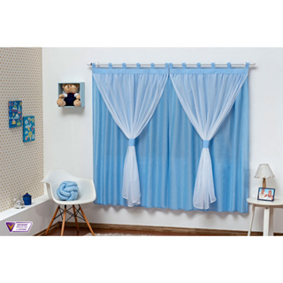 Cortina de Voal Corta Luz 2M Cores Variadas Promoção Para Decoração Estampado Menino e Menina