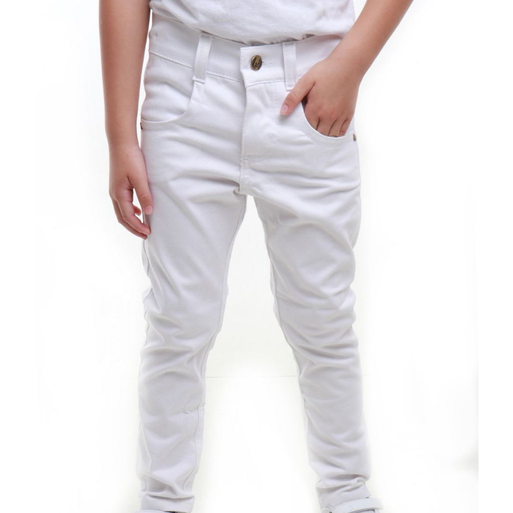 Calça Branca bebê Infantil Juvenil Menino Sarja Batizado Crisma