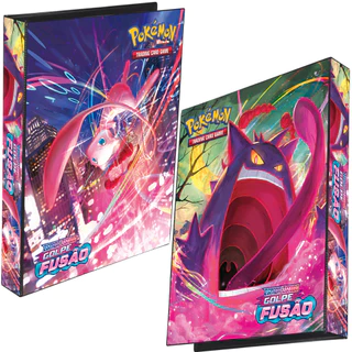 Pasta Fichário Álbum Pokémon Espada e Escudo Golpe Fusão Mew e Gengar Capa Dura 4 Argolas Premium