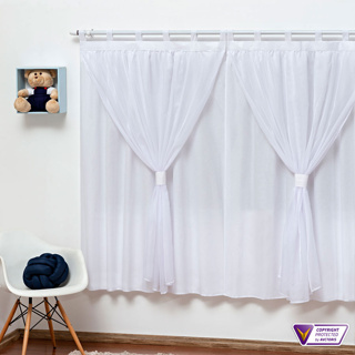Cortina Infantil Baby 2m Para Decoração, Sala e Quarto - Diversas Estampas Baby Com Voil Feminina