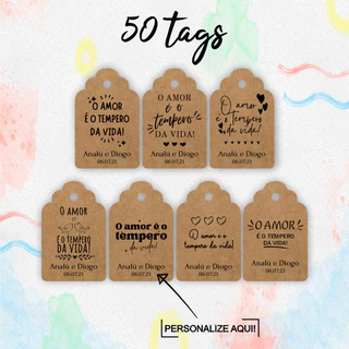 Tag etiqueta em papel kraft - O amor é o tempero da vida!
