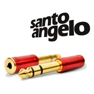 Plug Adaptador P2 P10 Estéreo Banhado a Ouro 18K Santo Angelo Vermelho Conector Fone em Oferta na Shopee