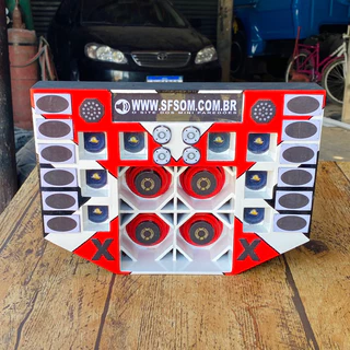 Mini Paredão de som 4 graves de 2 pol, com bateria recarregável, bluetooth 10w
