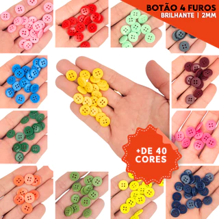 Botão 4 Furos Brilhante 01485 - Pacote com 144 Unidades Várias Cores - 18 - Nybc