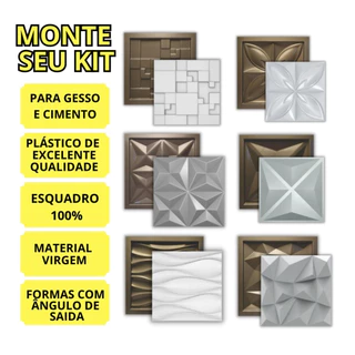 Kit 6 Formas Para Gesso 3d - Moldes para Placas de Gesso