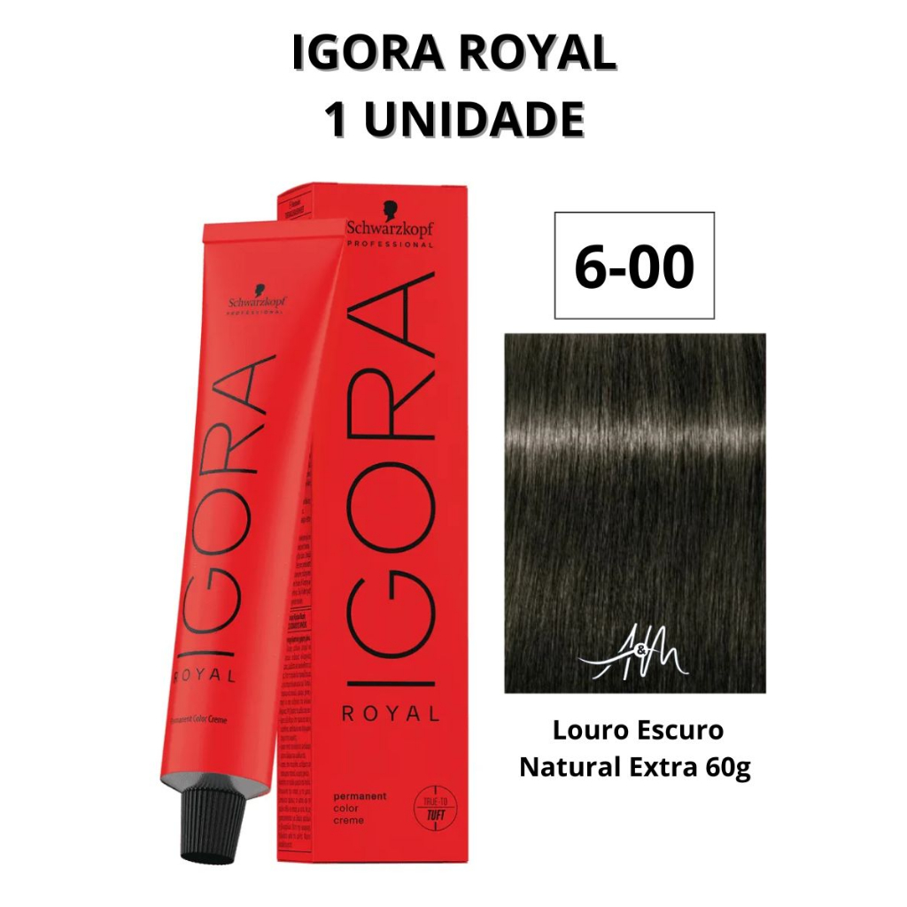 Coloração Igora Royal 6-00 Louro Escuro Natural Extra 60g | Shopee Brasil