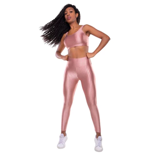 Conjunto Fitness 3D Moda Feminina Bella da Serra Top Bojo Removível e Legging Cintura Alta