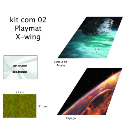 Kit com 02 Playmat X-wing Star Wars Boardgame (Estrela da morte, Sol e Espaço) playmat battlemap warhammer rpg e boardgames