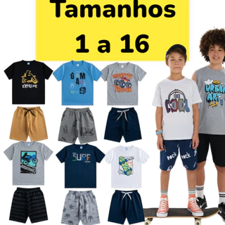 Kit 8 Peças Premium Infantil Juvenil Masculino Menino Verão