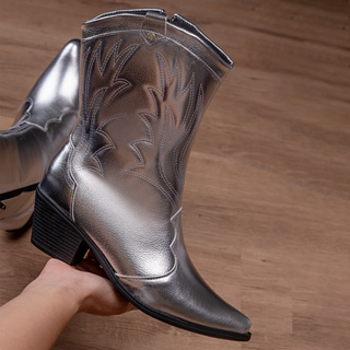 Bota Texana Western Feminina Domidona Bordada Luxo Salto Bico Fino Moda