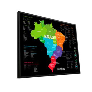 Mapa Do Brasil de Raspar, Unlocked, Com Moldura