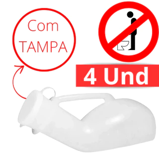 4 Coletor de Urina Para Motorista Caminhoneiro Uber Penico Urinol Emergência Com Tampa 1000ml Acamados