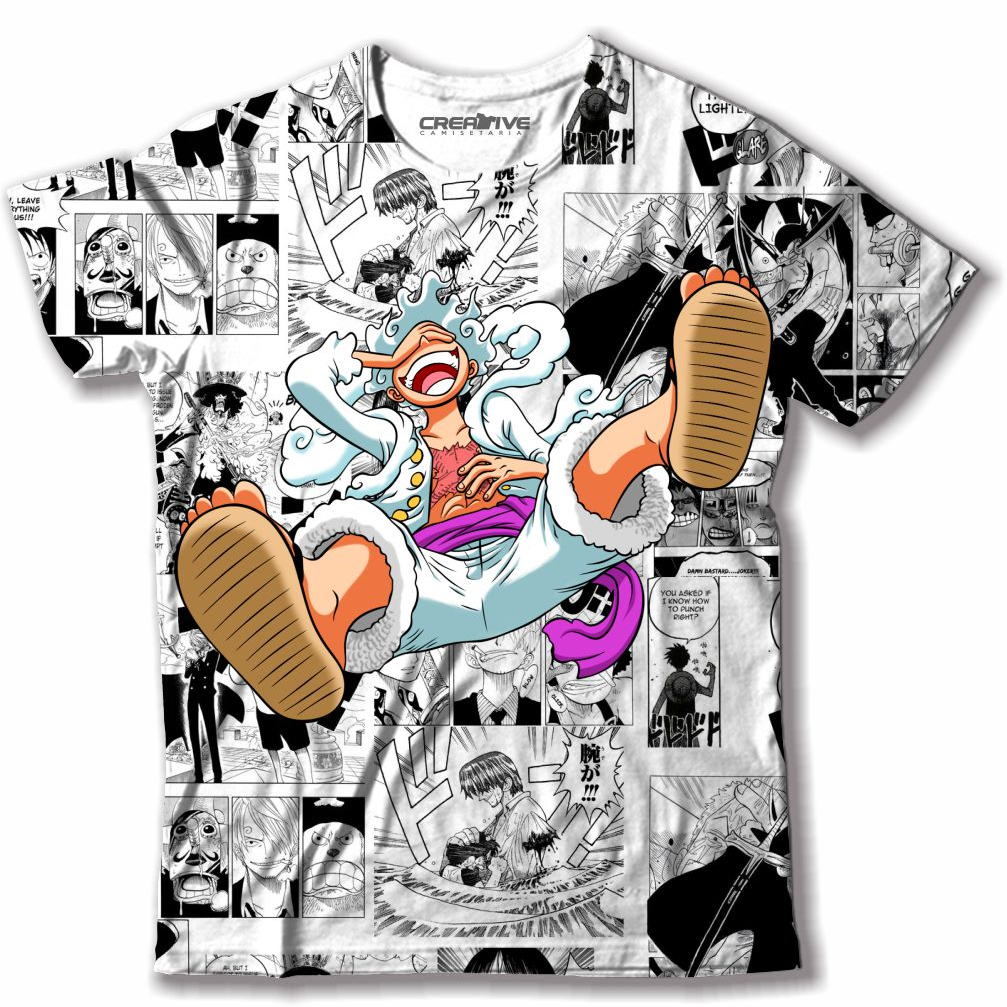 Camisa Camiseta Impressão 3D Full One Piece Anime Personagens