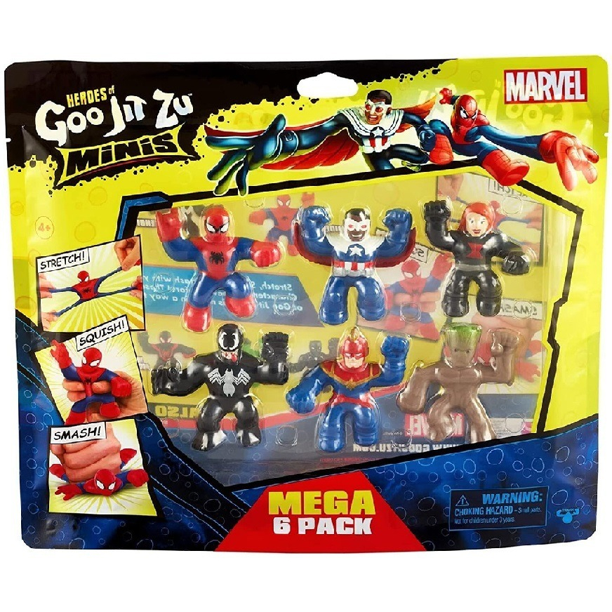 Mega Pack c/ 6 Boneco Elástico Heroes of Goo Jit Zu Minis - 6 cm